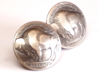 Münzknopf / Concho 5 cents USA American Bison (Buffalo Nickel) Vintage