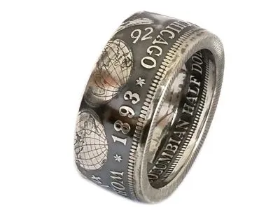 Münzring USA 1/2 Dollar 1893 Columbian Exposition Silber 900er Größe 58 bis 72
