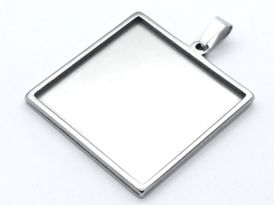 Anhänger Rohling Edelstahl Quadrat / Innen 25x25mm personalisierbar