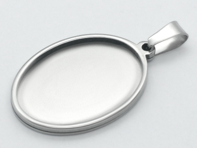 Anhänger Rohling Edelstahl oval / Innen 13x18mm personalisierbar