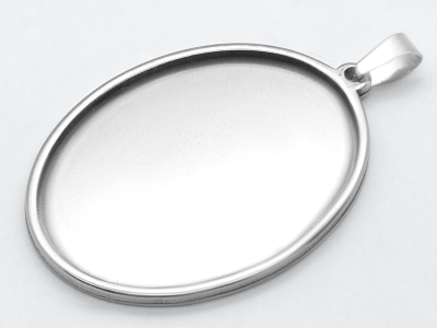 Anhänger Rohling Edelstahl oval / Innen 20x30mm personalisierbar
