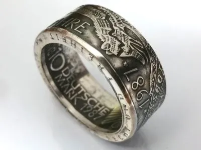 Münzring BRD 10 Mark 1987 Berliner Bär Silber 625er Größe 56 bis 72