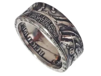 Münzring Kaiserreich 3 Mark 1913 der König rief Silber 900er Größe 60 bis 74