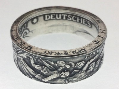 Münzring 3 Mark Kaiserreich 1913 der König rief Silber 900er