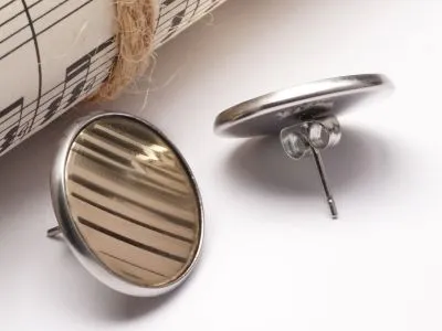 Ohrstecker Ø 20mm aus Edelstahl mit Schlagzeug Becken Inlay