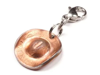 Charms Cowboyhut Münze 1 Pfennig BRD Deutschland Glückspfennig • Inklusive Karabinerverschluss