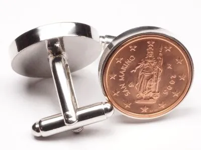 Manschettenknöpfe 2 Cent San Marino Freiheitsstatue Ø 20mm