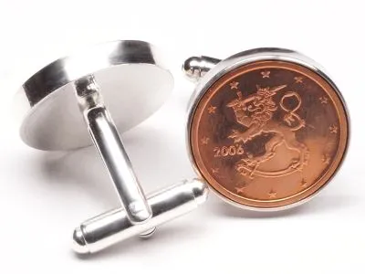 Manschettenknöpfe 2 Cent Finnland Heraldische Löwe Ø 20mm