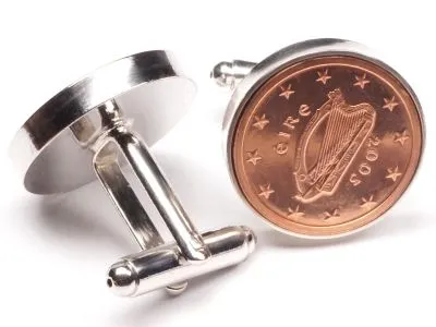 Manschettenknöpfe 2 Cent Irland Keltische Harfe Ø 20mm