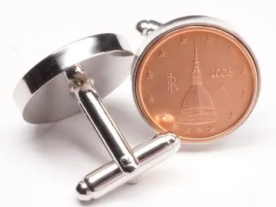 Manschettenknöpfe 2 Cent Italien Mole Antonelliana Ø 20mm