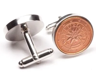 Manschettenknöpfe 2 Cent Österreich Edelweiß Ø 20mm