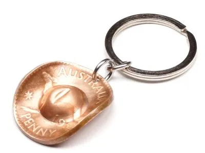 Schlüsselanhänger Cowboyhut Münze one Penny Australien Känguru