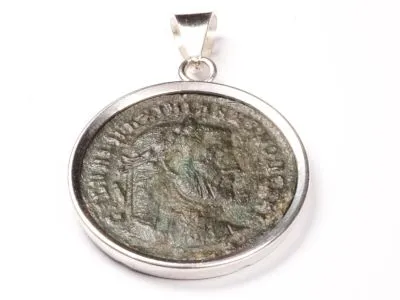 Anhänger römische Kaiserzeit, Follis, Galerius Maximianus Caesar • Silberfassung 925
