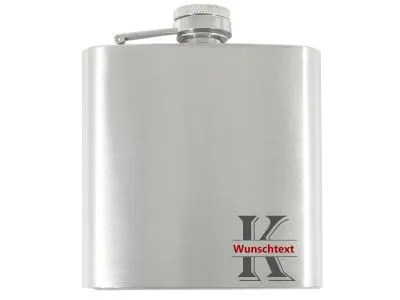 Flachmann Edelstahl gebürstet 180ml mit Monogramm • Personalisierbar
