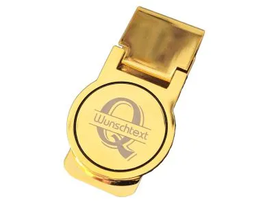 Geldscheinklammer 24 Karat vergoldet mit Monogramm