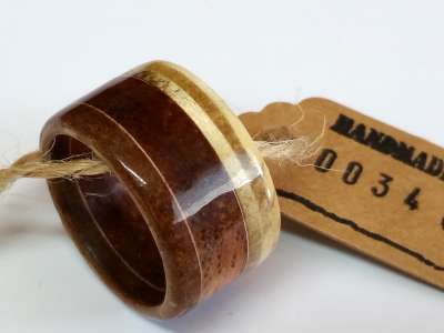 Upcycling Holzring aus echten Zigarrenkisten Breite ca.: 14 mm versiegelt
