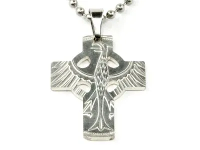 Kreuzanhänger handgefertigt aus Silber 625er 5 DM Deutschland 1951 - 1974 • Inklusive Kugelkette