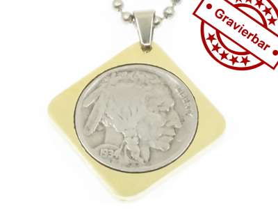 Anhänger Messing 5 cents Münze USA Buffalo Nickel personalisierbar