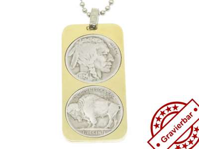 Anhänger Messing 2 x 5 cents Münze USA Buffalo Nickel personalisierbar
