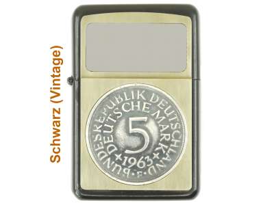 Benzinfeuerzeug / Messingplatte 5 DM Silberadler Datum + Gravur personalisierbar