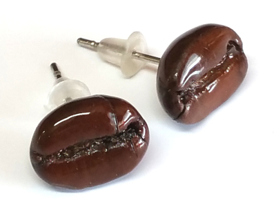 Upcycling Ohrstecker Edelstahl aus echten Kaffeebohnen versiegelt