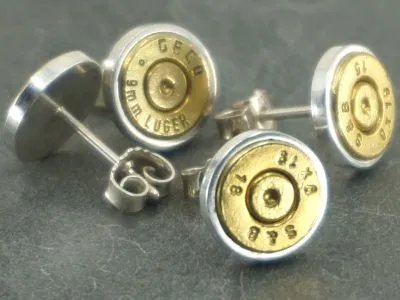 Ohrstecker Ø 11,5mm aus Silber 925 mit Patrone 6mm mit Zündhütchen