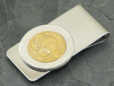 Geldclip 1/2 Dollar mit Buffalo Nickel 24 Karat vergoldet