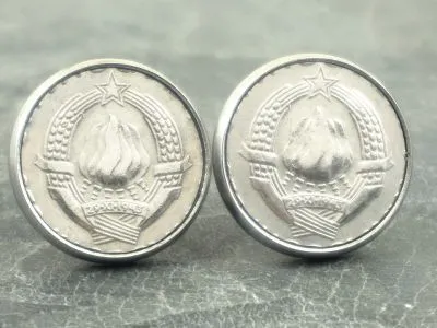 Ohrstecker 10 Dinara Jugoslawien Staatswappen aus Edelstahl Ø 15,5mm