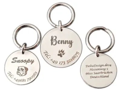 Schlüsselanhänger Dog Tag aus Edelstahl mit Spaltring • Personalisierbar
