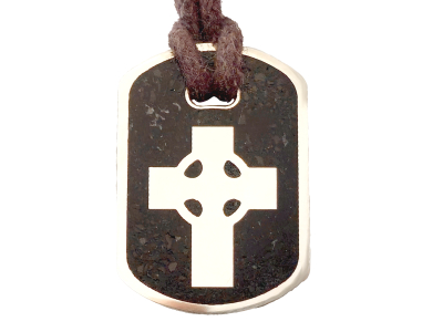 Anhänger Dog Tag 5 DM - Kreuz - mit Inlay und Baumwollband