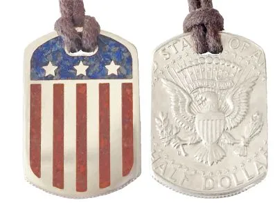 Anhänger Dog Tag 1/2 Dollar USA - Stars & Stripes • Inklusive Baumwollband
